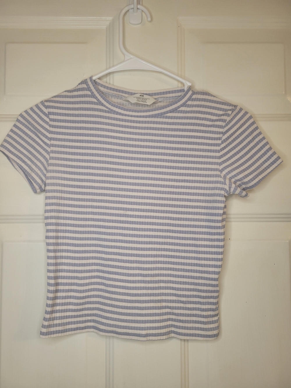 H&M Light Blue & White Striped  Ribbed Tee
